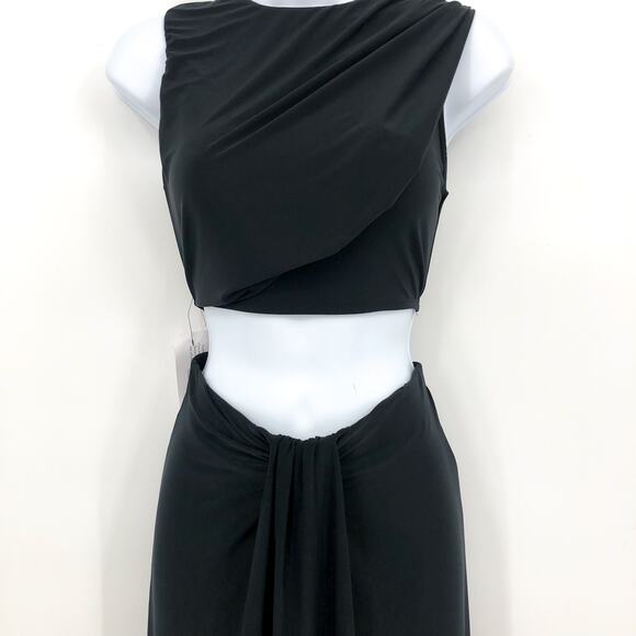TOPSHOP Women's Jersey Draped Midi Dress Small 4-6 Black Sleeveless Cut Out NWT - Picture 8 of 14